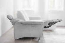 Ecksofa >Ludwigshafen< Motor-funktion, Kopfstütze, Stauraum, silber - 231x113x165 (BxHxT)