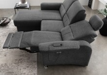 Ecksofa >Ludwigshafen< Motor-funktion, Kopfstütze, Stauraum, anthrazit - 231x113x165 (BxHxT)