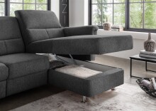 Ecksofa >Ludwigshafen< Motor-funktion, Kopfstütze, Stauraum, anthrazit - 231x113x165 (BxHxT)