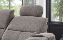 Ecksofa >Ludwigshafen< Motor-funktion, Kopfstütze, Stauraum, grau-braun - 231x113x165 (BxHxT)