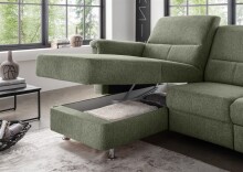Ecksofa >Ludwigshafen< Motor-funktion, Kopfstütze, Stauraum, moosgrün - 231x113x165 (BxHxT)