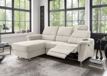 Ecksofa >Ludwigshafen< Motor-funktion, Kopfstütze, Stauraum, beige - 231x113x165 (BxHxT)