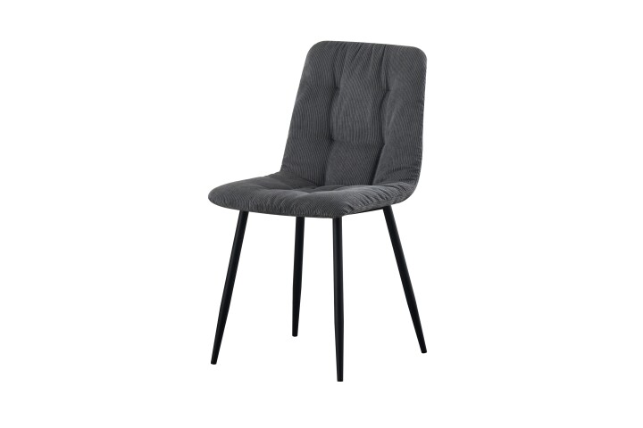 4-Fußstuhl >Ponzi< (2er-Set) mit Steppung, in grau, Cord-Optik - 45x87x55cm (BxHxT)