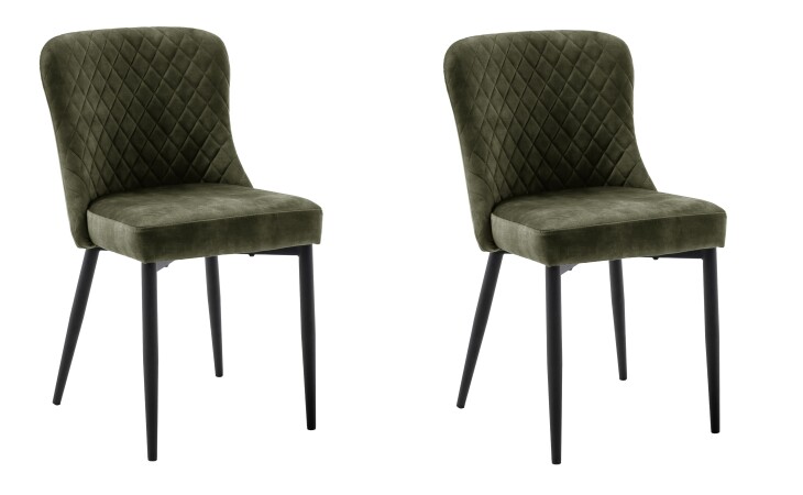 4-Fußstuhl >Aboshi< (2er Set) mit Federkern, Rautensteppung, olive - 46x85x58 (BxHxT)