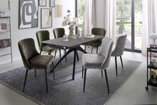 4-Fußstuhl >Aboshi< (2er Set) mit Federkern, Rautensteppung, olive - 46x85x58 (BxHxT)