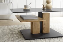 Couchtisch >DELMAS< Höhenverstellbar, Rollen, Eiche / schwarz - 105x45/63x65 (BxHxT)