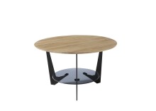 Couchtisch >CADIZ< in Eiche, Massivholz / Metall / Glas - 40x70cm (HxD)
