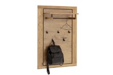 Garderobenpaneel >GRENO< 5 Haken, Ablage, Eiche teilmassiv - 80x114x27 (BxHxT)