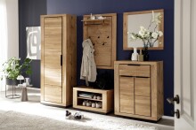 Garderobenspiegel >GRENO< in Eiche, Massivholz / Spiegel - 80x74x2cm (BxHxT)