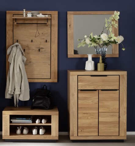 Garderoben-Set >Greno< (4-teilig) Massivholzfront - Teilmassiv - 160x200,5x40 (BxHxT)