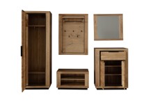 Garderoben-Set >Greno< (4-teilig) Massivholzfront - Teilmassiv - 160x200,5x40 (BxHxT)