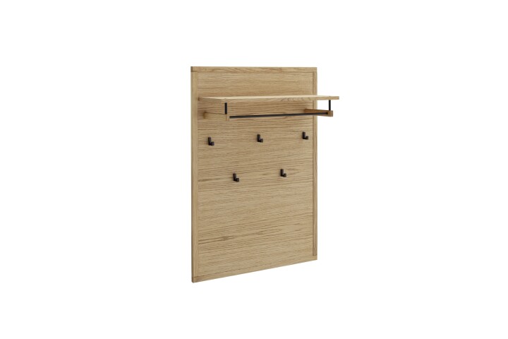 Garderobenpaneel >ARAYA< 5 Haken, Ablage, Eiche teilmassiv - 79x112x27 (BxHxT)