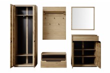 Garderoben-Set >ARAYA< (3-teilig) in Eiche teilmassiv - 148x195x40,5 (BxHxT)