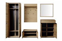 Garderoben-Set >ARAYA< (3-teilig) in Eiche teilmassiv - 148x195x40,5 (BxHxT)