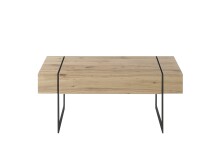 Couchtisch >PAPHOS< Schublade, Asteiche furniert / schwarz - 110x45x60cm (BxHxT)