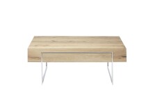 Couchtisch >BIRMINGHAM< Schublade, Eiche furniert / Edelstahl-Optik - 110x40x60 (BxHxT)