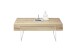 Couchtisch >BIRMINGHAM< Schublade, Eiche furniert / Edelstahl-Optik - 110x40x60 (BxHxT)