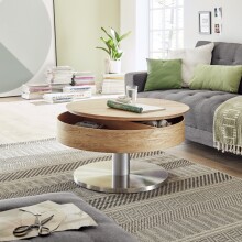 Couchtisch >SUVA< mit Stauraum, Asteiche furniert, Holzwerkstoff/ Metall - 40x79cm (HxD)