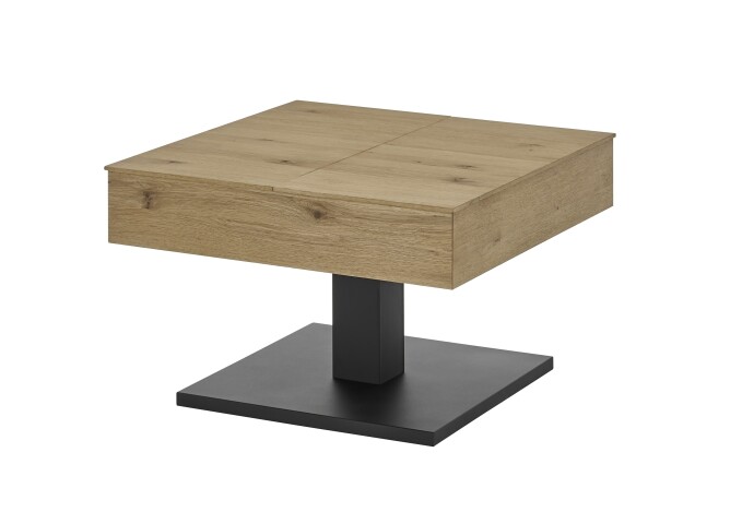 Couchtisch >ASHTON< aufklappbar, Eiche furniert / schwarz - 70x45x70 (BxHxT)