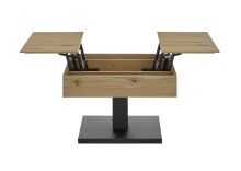 Couchtisch >ASHTON< aufklappbar, Eiche furniert / schwarz - 70x45x70 (BxHxT)