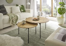 Couchtisch >ASSUAN< in Eiche, Massivholz / Metall -...
