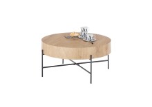 Couchtisch >MANACOR< in Eiche Dekor, Holzwerkstoff / Metall - 37x80cm (HxD)