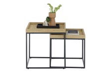 Satztisch >UBEDA< (2er-Set) in Eiche furniert - 50x50x50cm & 45x42x45cm (BxHxT)