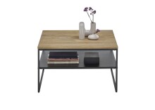 Couchtisch >MINERAL< in Eiche, Massivholz / Metall - 70x40x70cm (BxHxT)