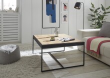 Couchtisch >LARKANA< in Eiche furnier, Holzwerkstoff / Metall - 83x45x83 (BxHxT)