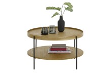 Couchtisch >ARENAL< in Eiche furnier, Holzwerkstoff / Metall - 45x80cm (HxD)