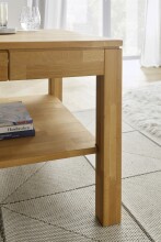 Couchtisch >SALEM< mit Schublade, Kernbuche, Massivholz - 115x54x70cm (BxHxT)
