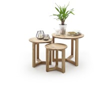 Satztisch >FAYE< (3er-Set) in Asteiche - Einzeltische B50xH42, B35xH35, B30xH32 cm