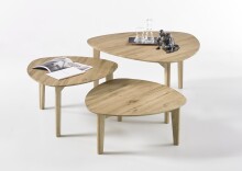 Satztisch >CAMILLA< (3er-Set) Asteiche massiv geölt - 60x27x60 / 60x35x60 / 80x43x80 cm