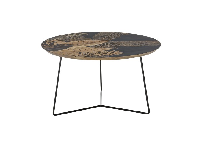 Couchtisch >MIRANDELA< in floraler Druck, Mango Massivholz - 85x45x85cm (BxHxT)