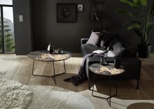 Couchtisch >MIRANDELA< in floraler Druck, Mango Massivholz - 85x45x85cm (BxHxT)