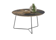 Couchtisch >MIRANDELA< in floraler Druck, Mango Massivholz - 85x45x85cm (BxHxT)
