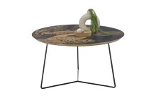 Couchtisch >MIRANDELA< in floraler Druck, Mango Massivholz - 85x45x85cm (BxHxT)