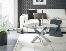 Couchtisch >KOPENHAGEN< in klarglas / verchromt -...