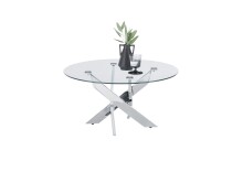 Couchtisch >KOPENHAGEN< in klarglas / verchromt - 80x45x80 (BxHxT)