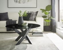 Couchtisch >KOPENHAGEN< in Klarglas / schwarz -...