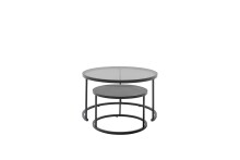 Satztisch >CHESTER< (2er-Set) schwarz, Metall/ Glas -  74/42/74 cm + 55/35/55 cm  (BxHxT)