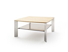 Couchtisch >NELIA< Glasablage, Eiche, Massivholz -...
