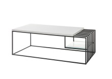 Couchtisch >JUBA< in weiss, Holzwerkstoff / Metall/...