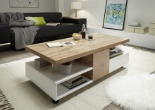 Couchtisch >RENNES< mit Fach+Schub, MDF weiss /...