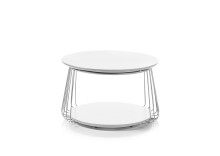 Couchtisch >VILNIUS< in weiss, MDF / Metall - 42x70cm (HxD)