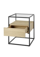 Beistelltisch >EVORA< 1 Schublade, Eiche Dekor, Holzwerkstoff / Metall - 43x54x43 (BxHxT)