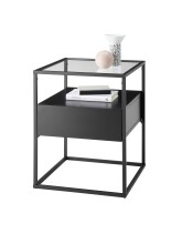Beistelltisch >EVORA< in schwarz, Holzwerkstoff / Metall - 43x54x43cm (BxHxT)