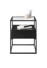 Beistelltisch >EVORA< in schwarz, Holzwerkstoff / Metall - 43x54x43cm (BxHxT)