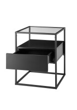 Beistelltisch >EVORA< in schwarz, Holzwerkstoff / Metall - 43x54x43cm (BxHxT)
