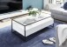 Couchtisch >EVORA< 2 Schübe, Ablage, weiss / Glas - 120x40x60 (BxHxT)